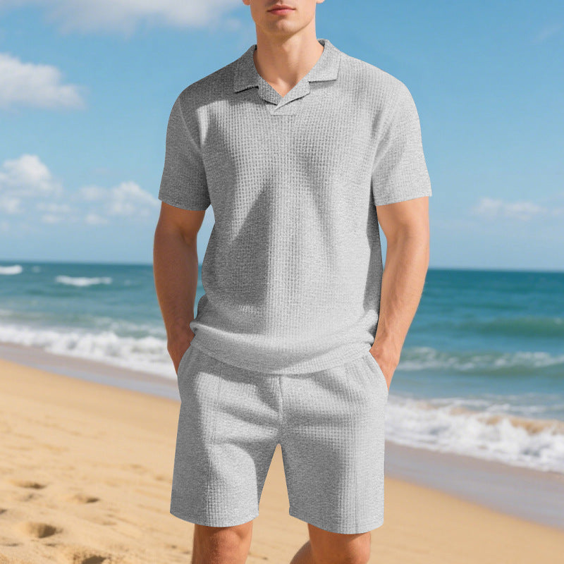 Loose Polo Shirt and Shorts Casual Set Short Sleeve
