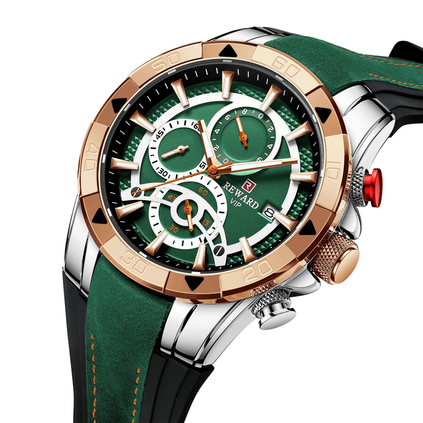 Men's Business Quartz Watch with Calendar and Six-Pin Silicone Strap