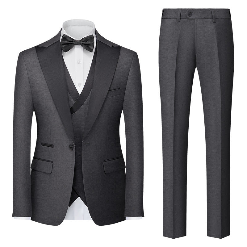 Men's Slim-Fit Three-Piece Cotton Blend Suit