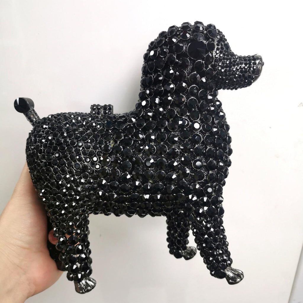 Sac de soirée en forme d'animal en diamant avec chaîne, poche zippée en alliage de 21 cm