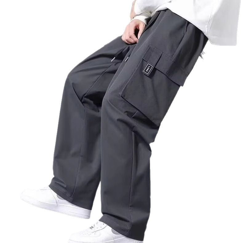 Pantalon cargo droit ample à cordon pour garçon