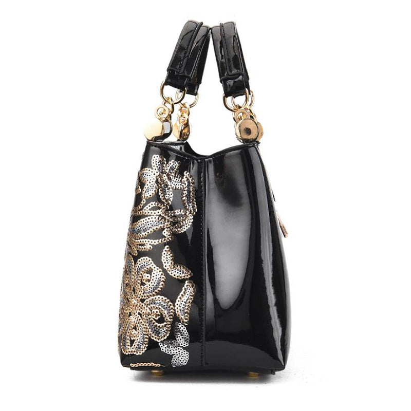 Élégant Grand Sac à Main Rétro à Paillettes Brodé