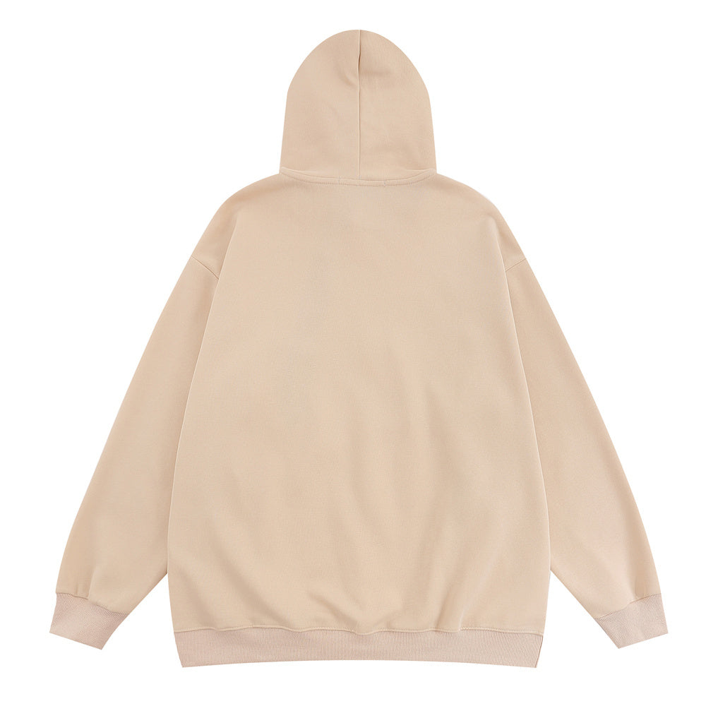 Letter Graffiti Puff Print Cotton Hoodie for Men in Black, Rose Red, Khaki
