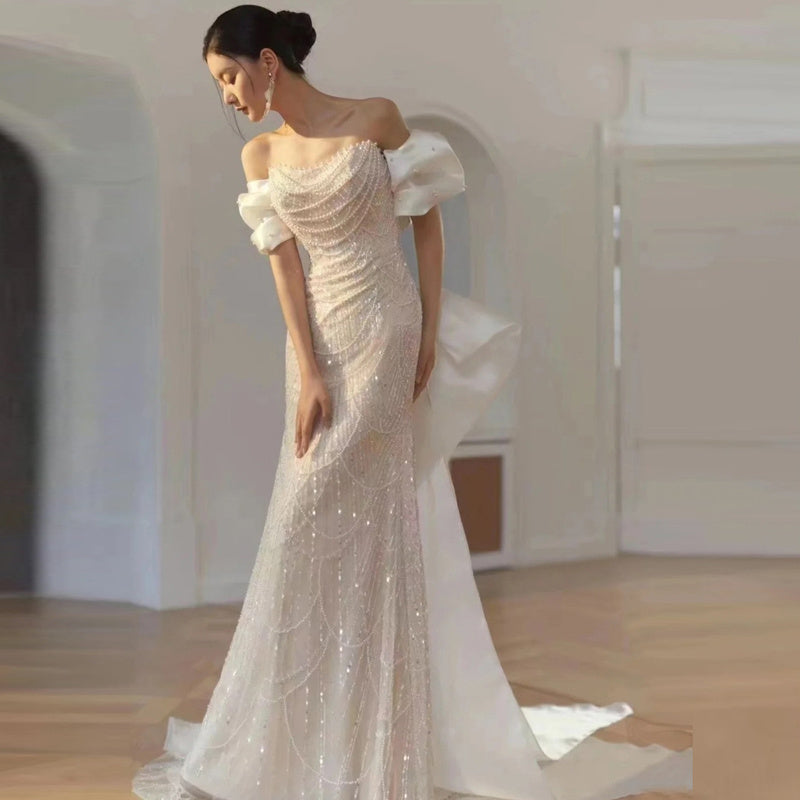 Pearl Off Shoulder Fishtail Skirt