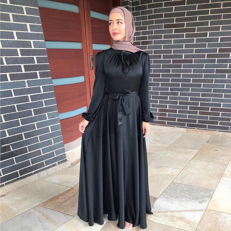 Saudi Middle East Muslim Cross-Border Long High-Waist Dress