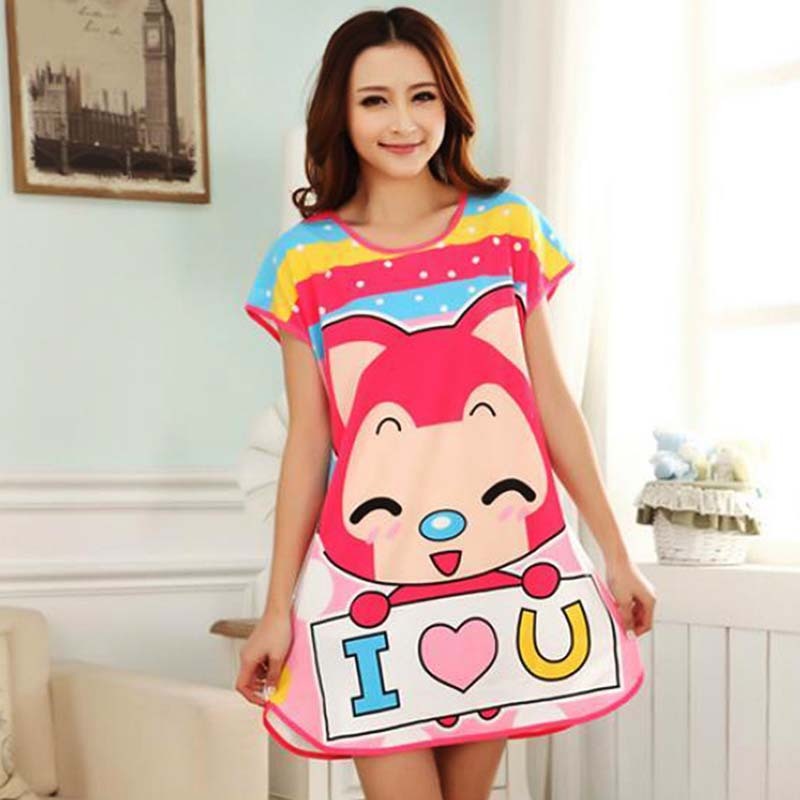 Milk Silk Short-Sleeve Nightdress for Women Pajamas