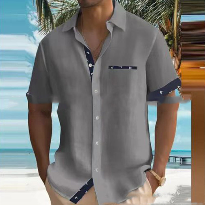Summer Men's Casual Lapel Shirt with Fashion Printing