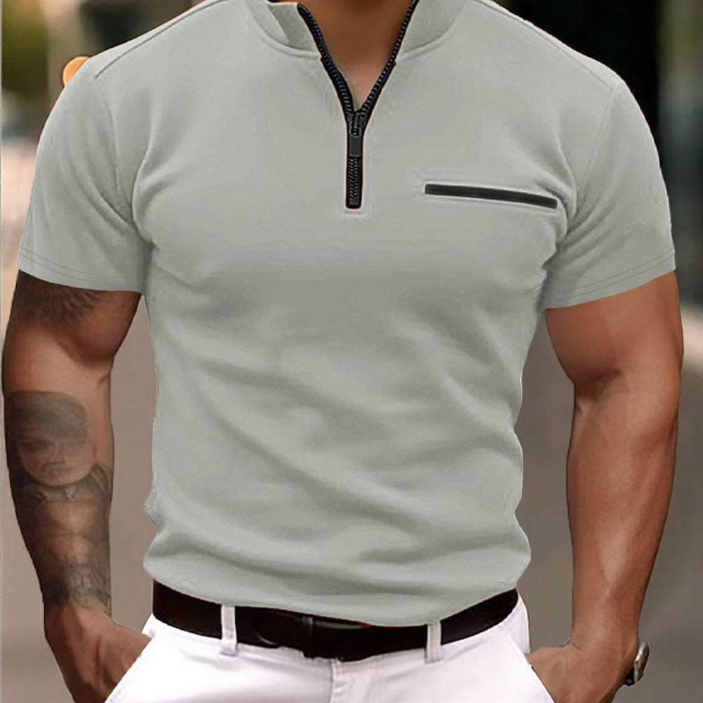 Men's Sports Polo Shirt with Zipper Pocket