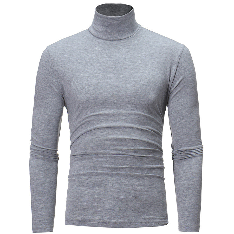 Haut T-shirt fin à manches longues et col montant en soie de lait