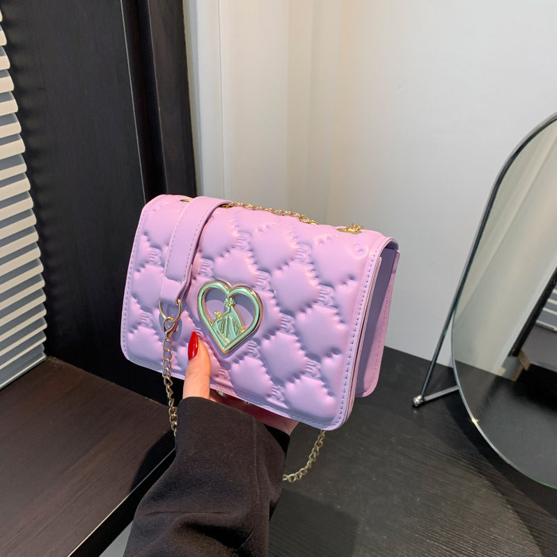 Women's Trendy PU Messenger Bag with Chain Strap 20x13x6cm