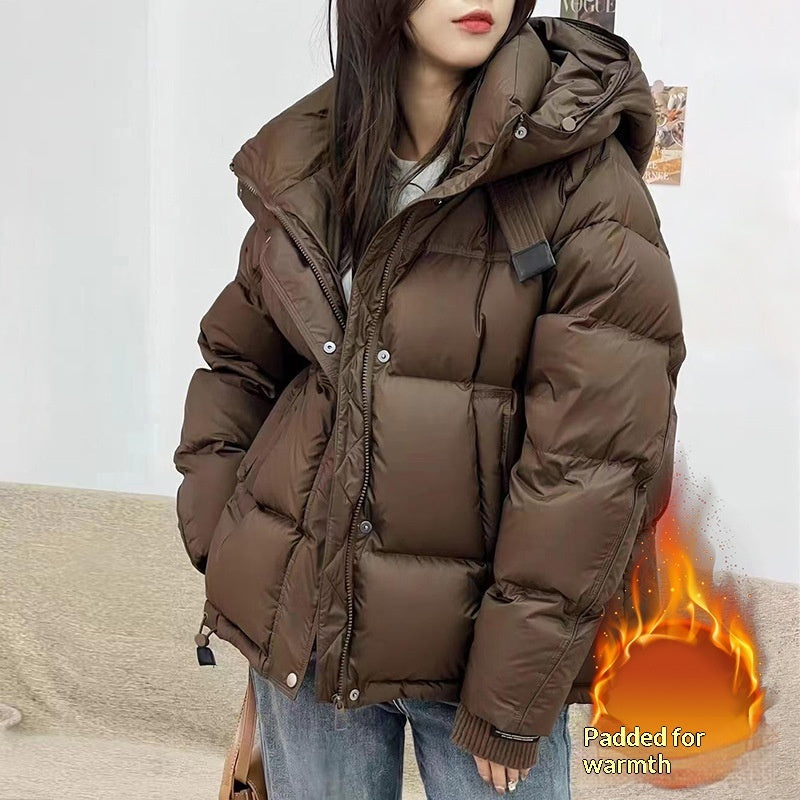 Doudoune Courte Rembourrée à Capuche pour Femme Veste Chaude et Épaisse Rembourrée en Polyester et Coton