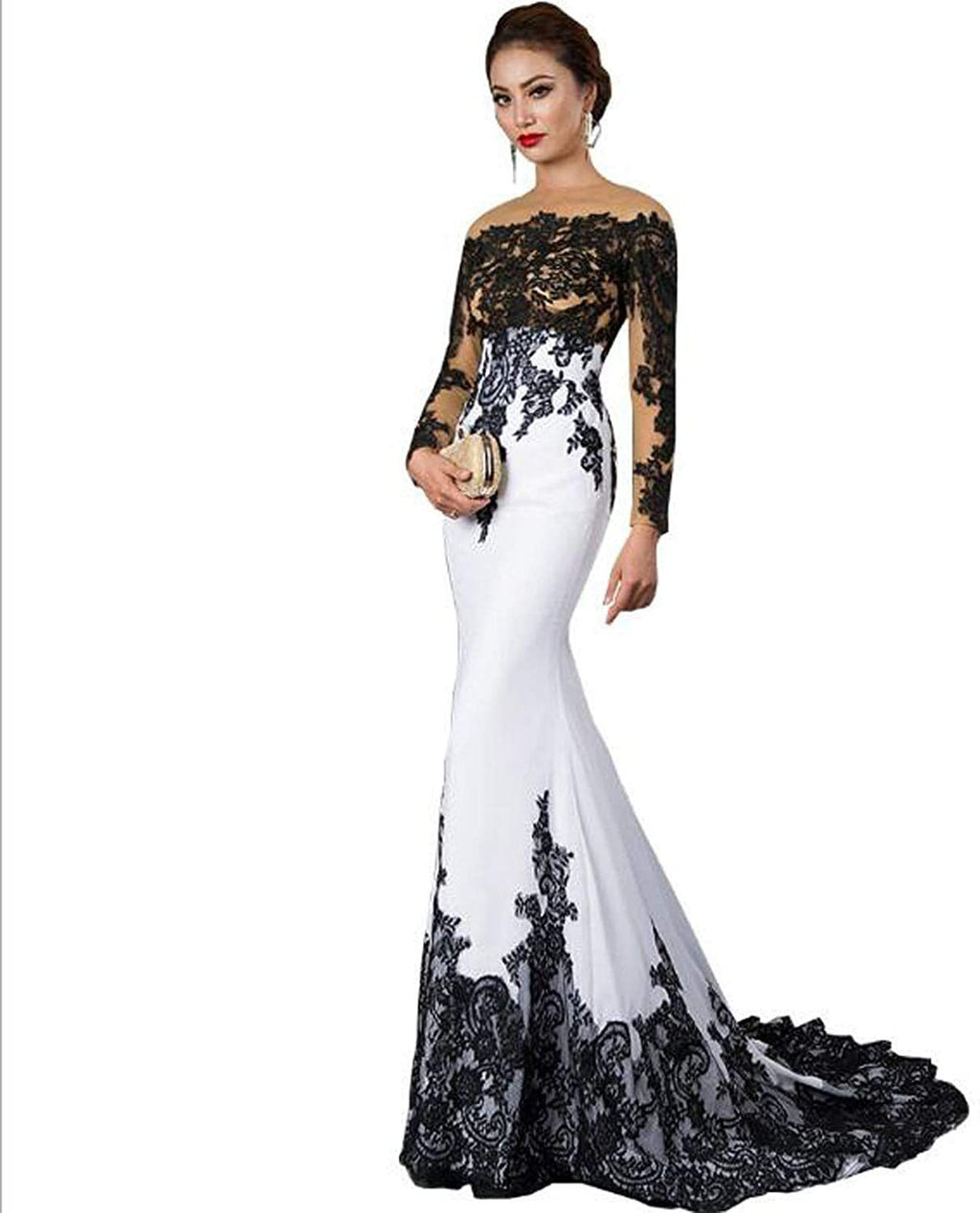 Slim White Lace Mermaid Tail Wedding Dress