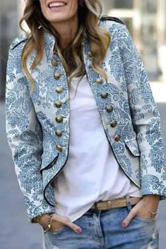 Cotton Button Blazer in Asian Sizes S-XL