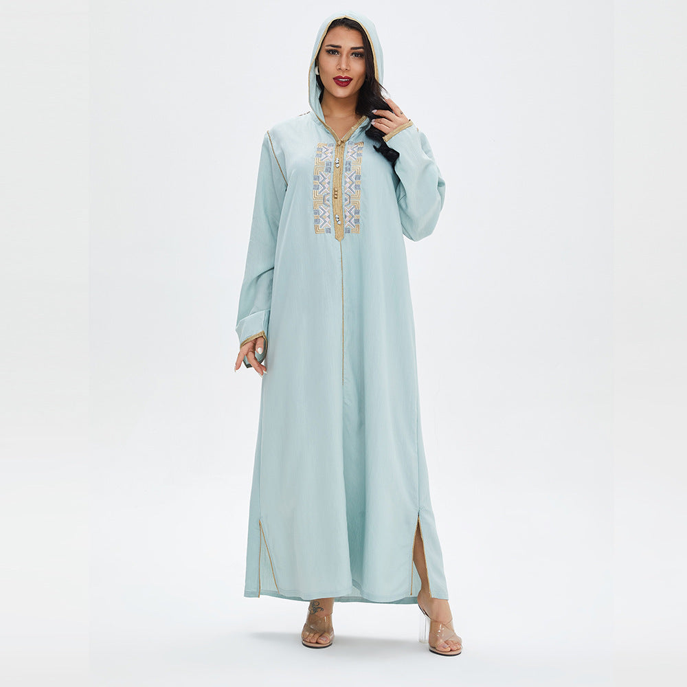Moroccan Embroidered Casual Long Swing Dress