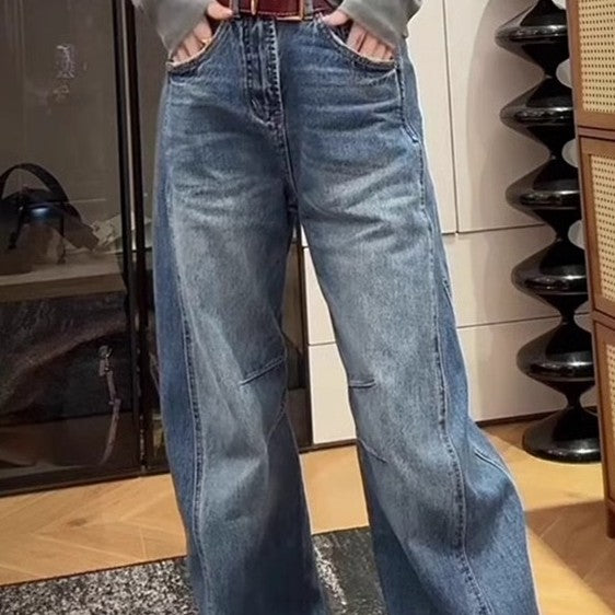 Machete Wide Leg Jeans for Women Spring Cotton S-4XL Black Blue