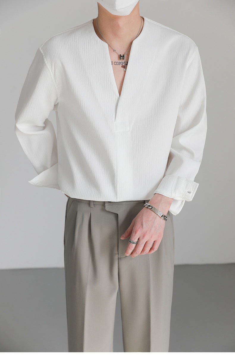 Loose Pullover Long Sleeve Shirt Men's Autumn