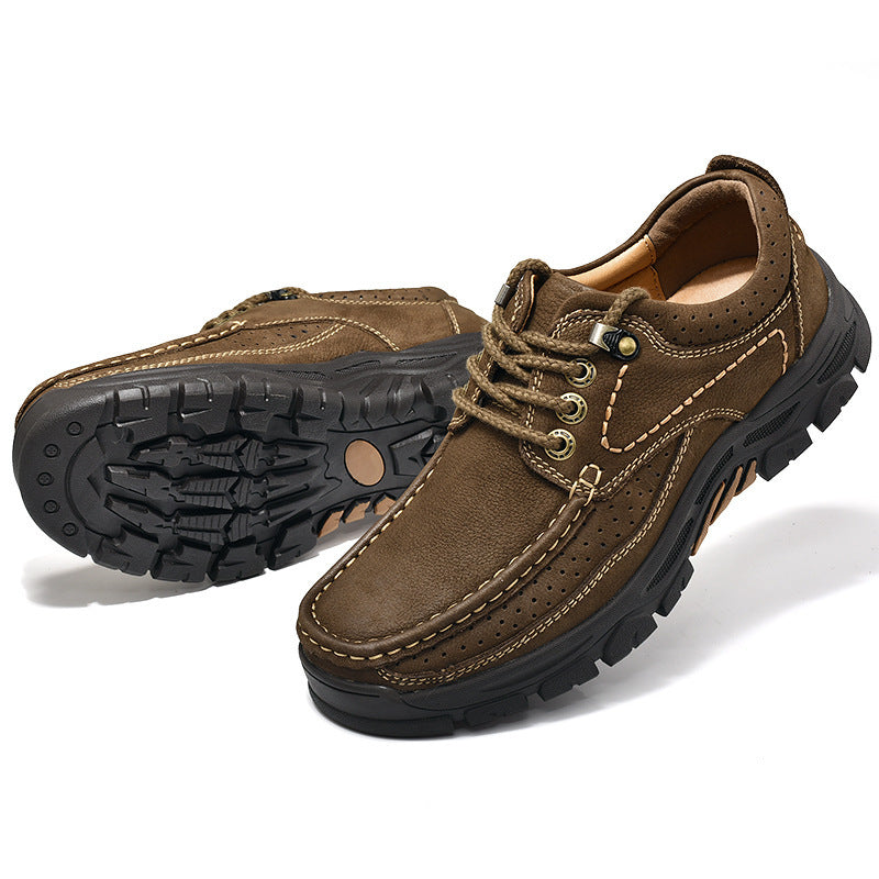 Men's British Style Business Casual Cowhide Lace-Up Shoes