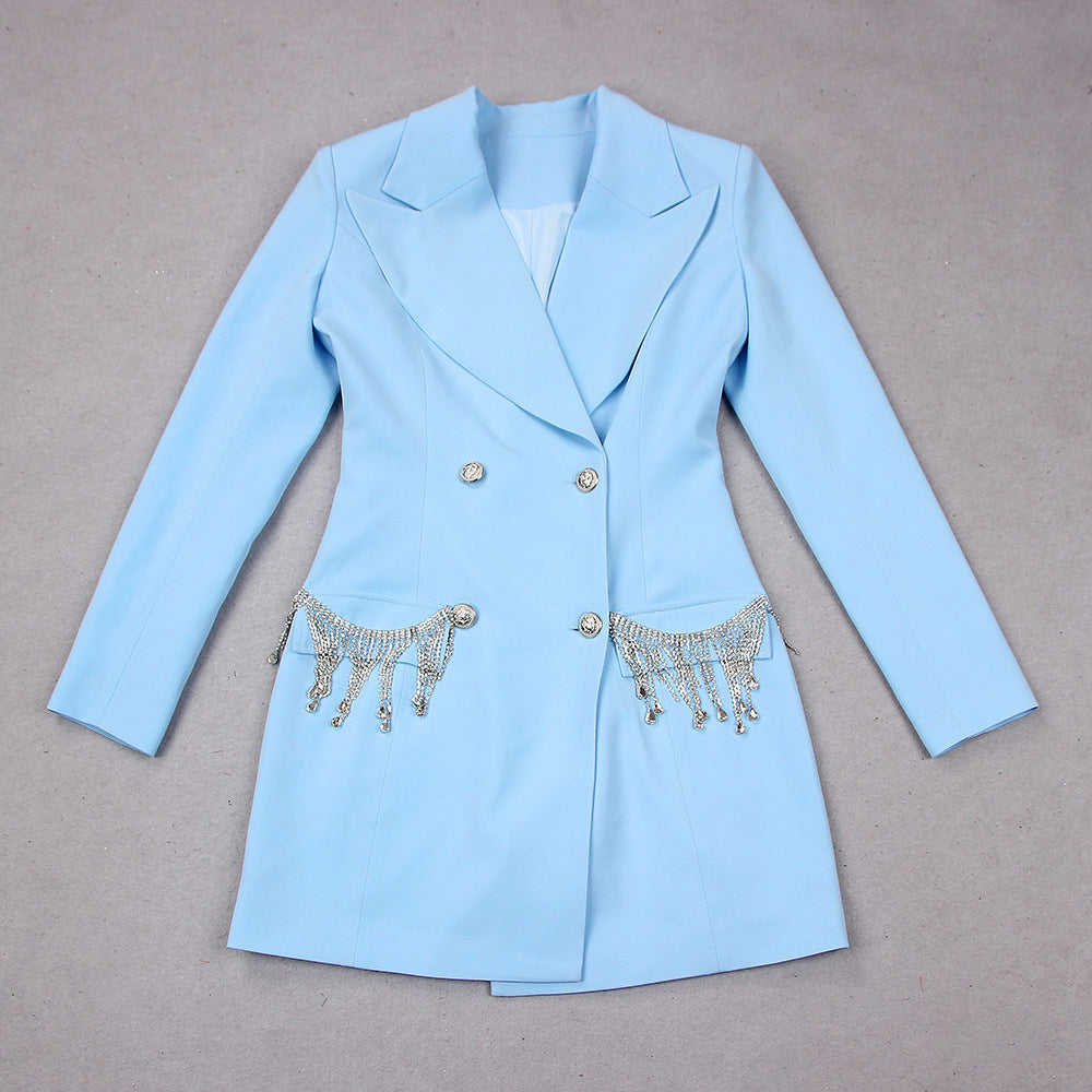 Women’s Elegant Long Sleeve Commuter Suit Jacket in Solid Color