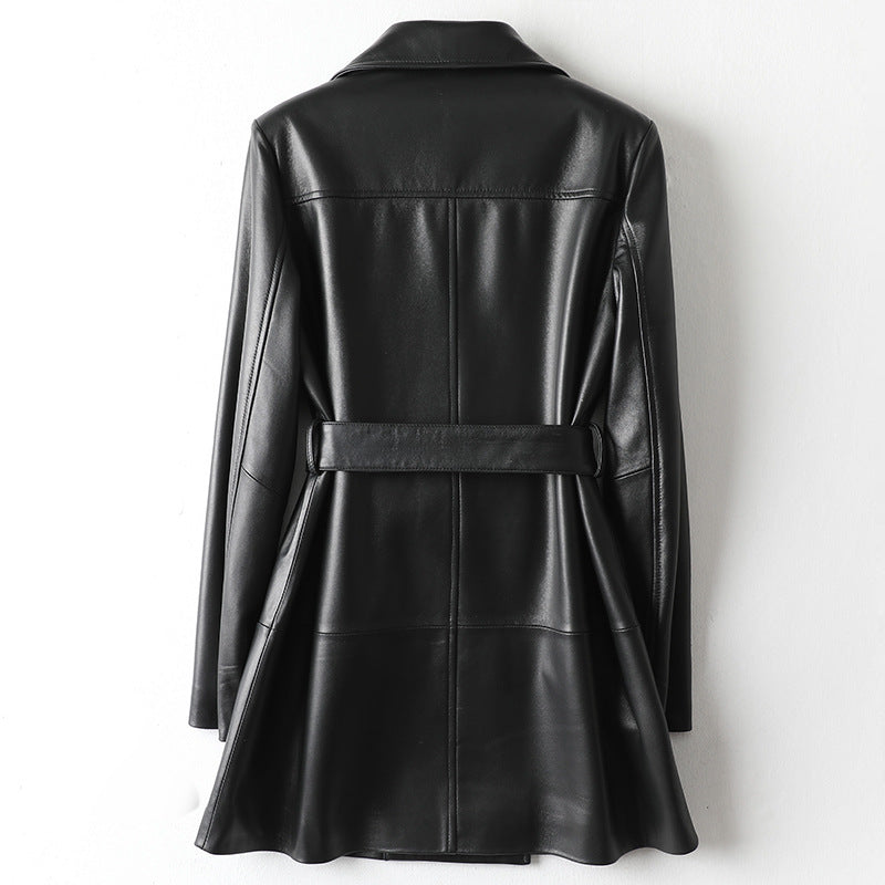 Black Leather Fashion Jacket Blazer for Women, Sizes M-XXXL