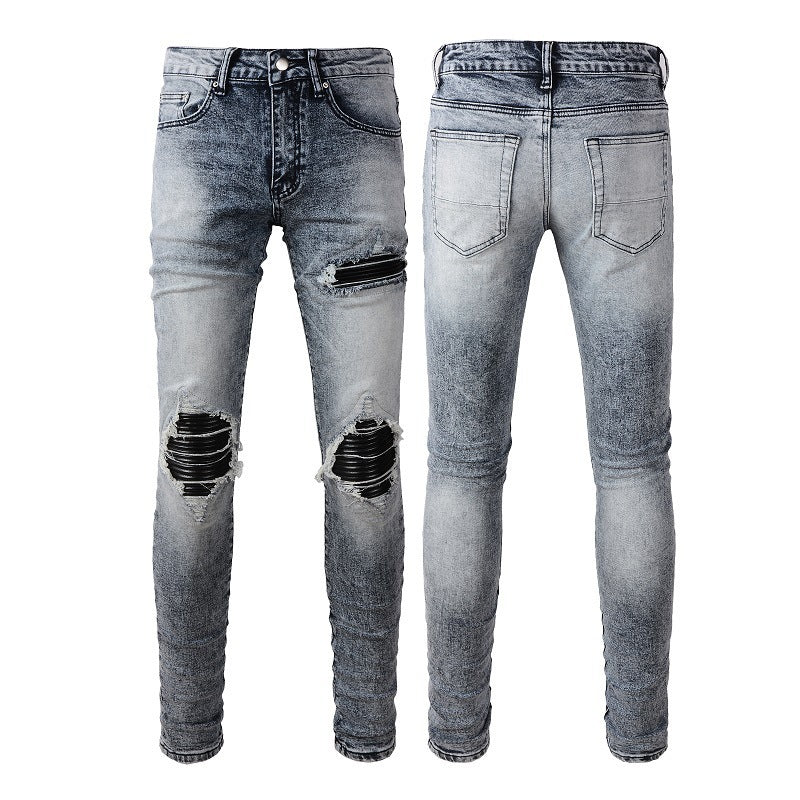 American Retro Mid Waist Denim Jeans for Men