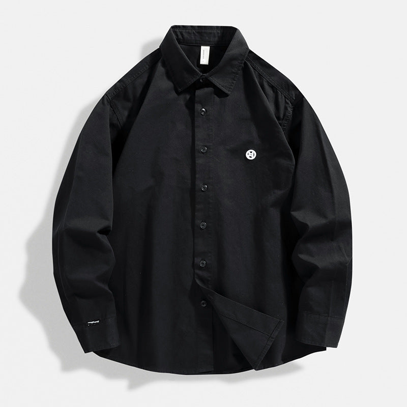 Chemise en coton à manches longues pour homme, style rétro minimaliste, printemps