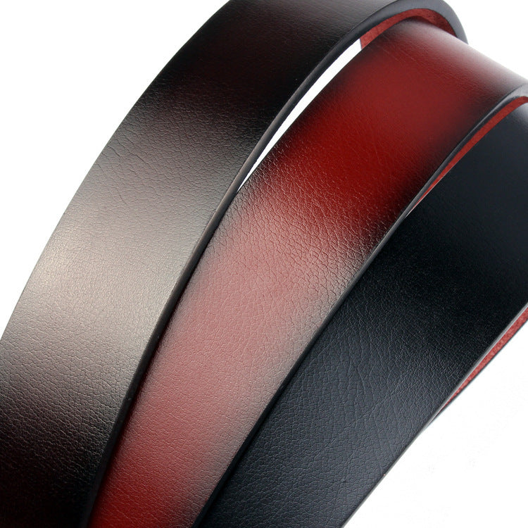 Men's Casual Leather Belt with Antique Letter Pin Buckle, 110-125cm, Black & Brown