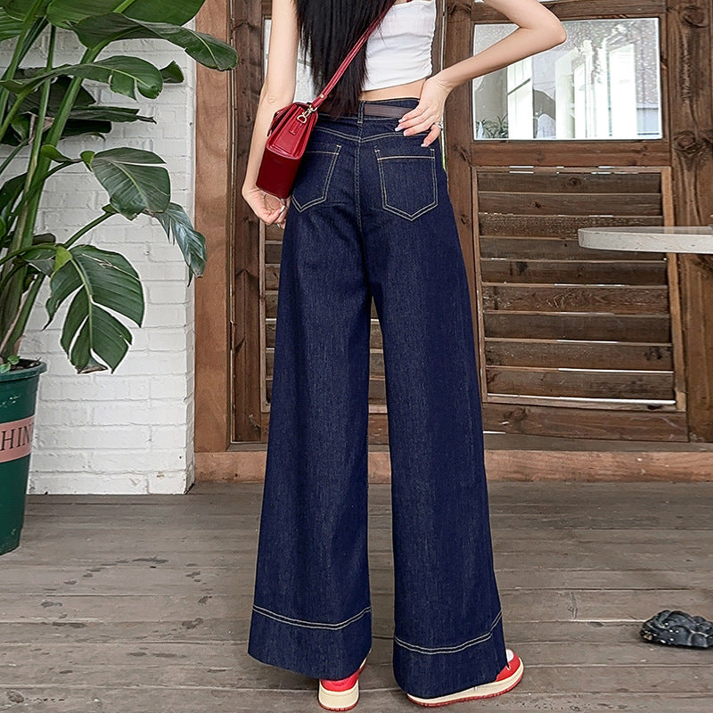 Women’s High Waist Cropped Wide Leg Denim Jeans for Spring Summer