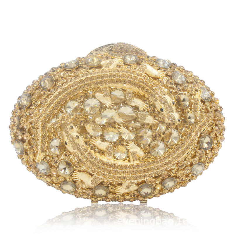 Women's Rhinestone Oval Clutch Evening Bag 20x14x8cm