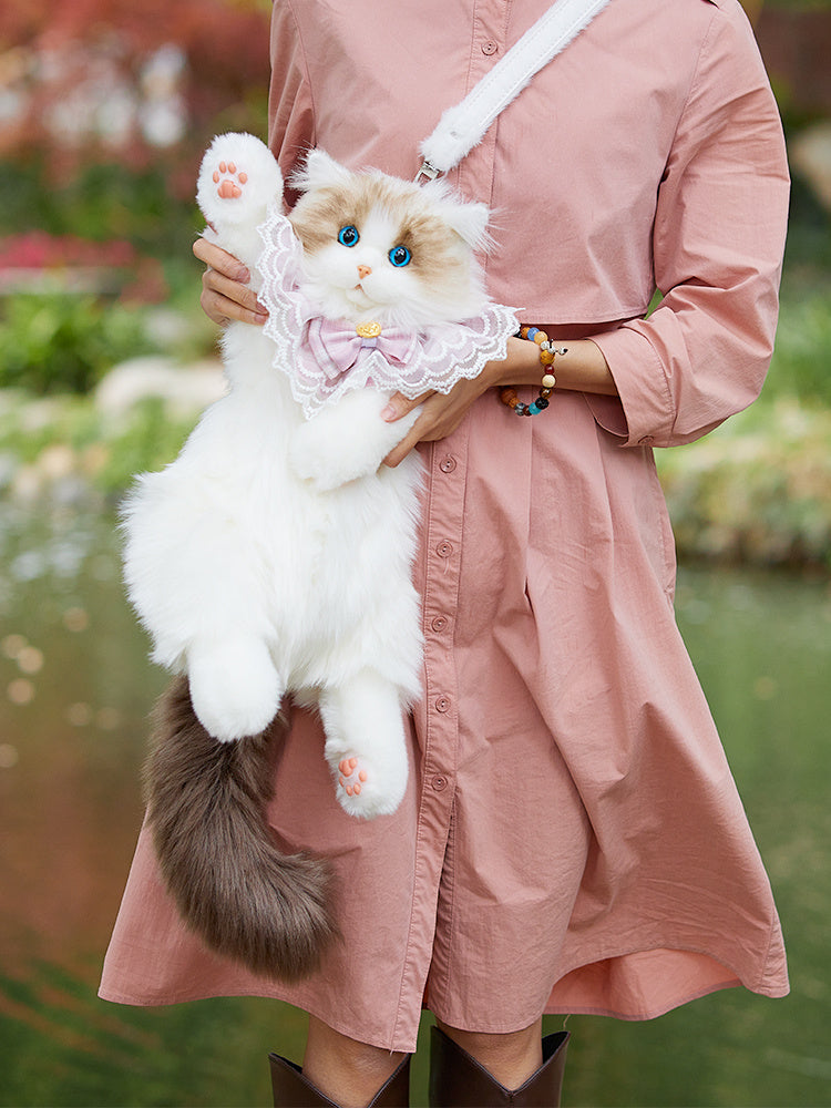 Cute Plush Girls' Ragdoll Backpack Doll with Pink Scarf, 50cm