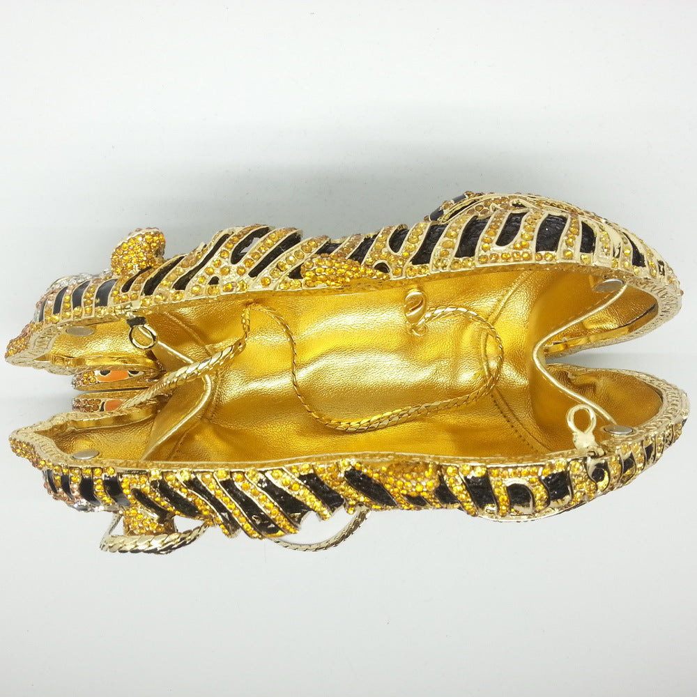 Tiger Rhinestone Evening Clutch Banquet  Party Bag