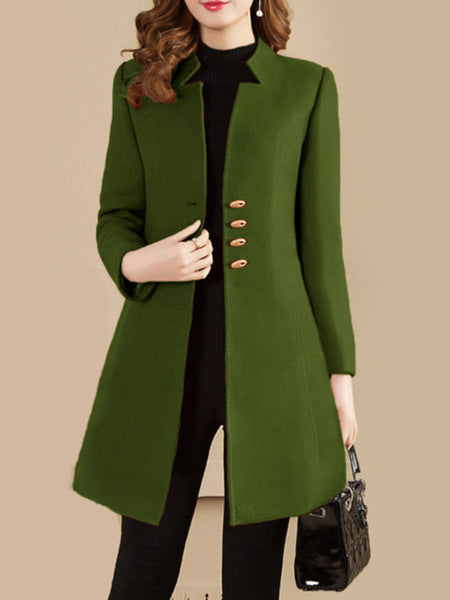 Veste en laine à capuche pour femme, coupe slim, couleur unie, pour l'automne et l'hiver
