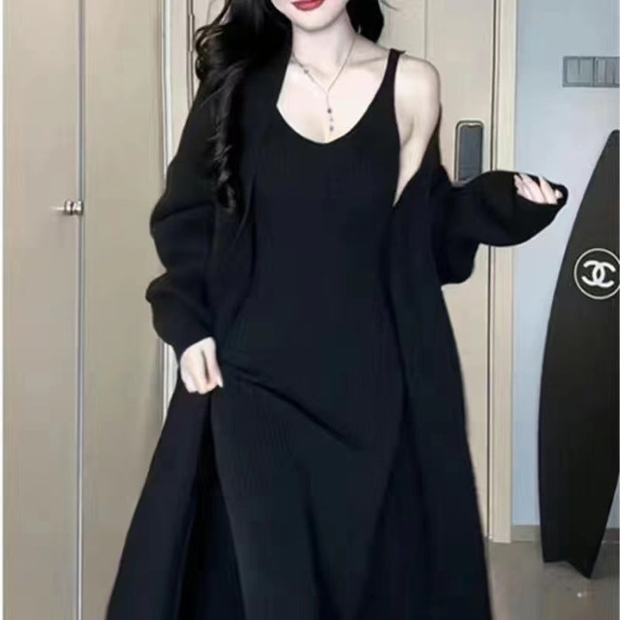 Ensemble gilet-cardigan et nuisette en tricot pour femme