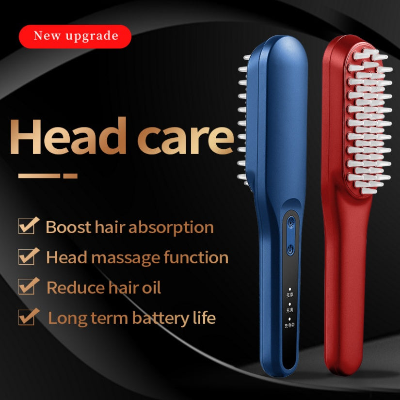 مشط تدليك الرأس بـ USB مع اهتزازات ضوئية حمراء وزرقاء