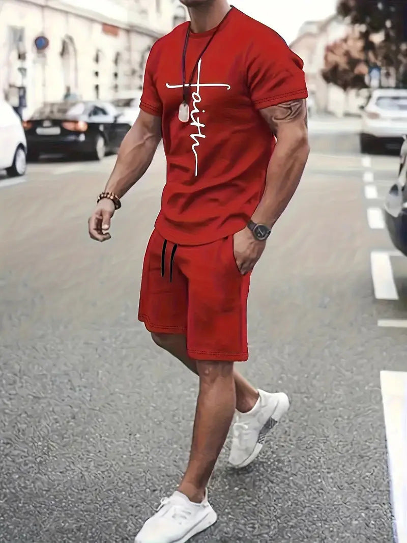 Casual Sports Short Sleeve 3d Digital Printing Design Two-piece Set