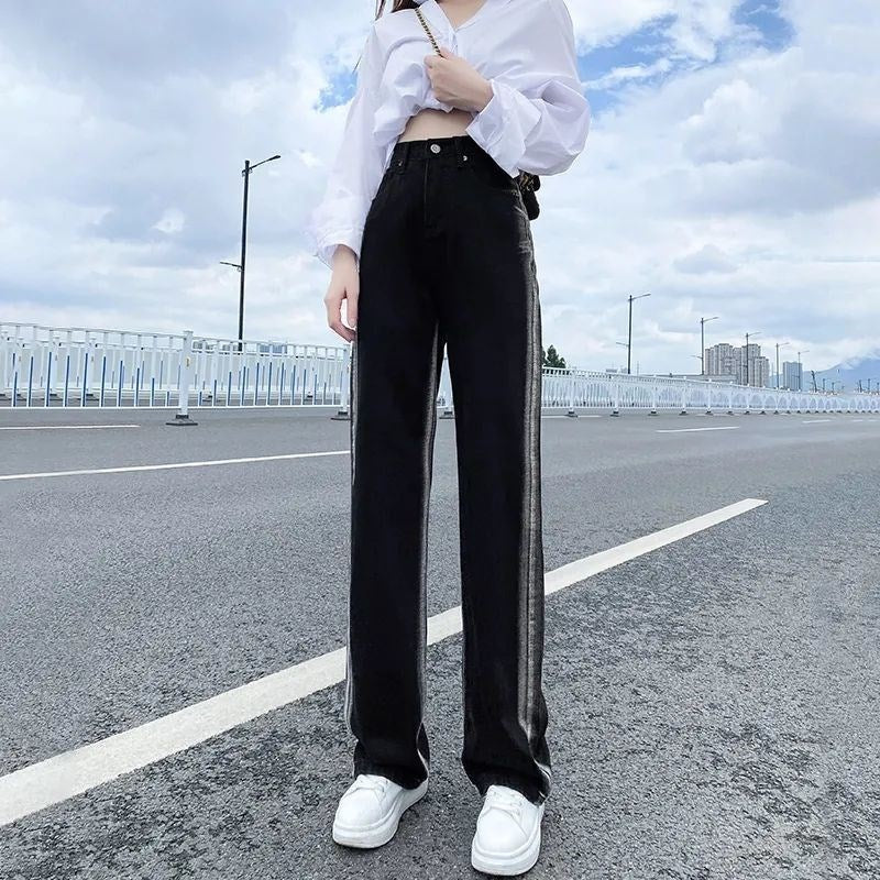 Black Gradient Straight Jeans for Women
