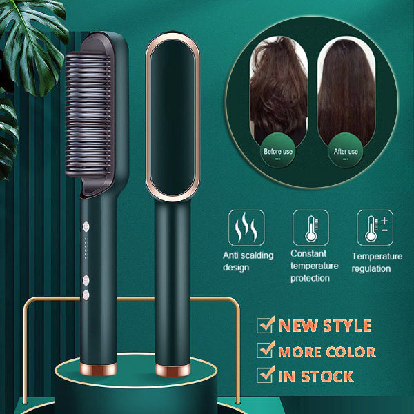 2-in-1 Electric Hair Straightener & Hot Comb with Negative Ion Curling Tong