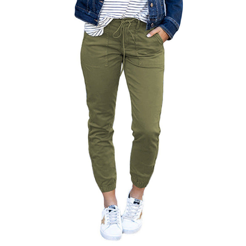Women's Slim-Fit Cropped Pocket Pants in Gray, Green, Black & Khaki