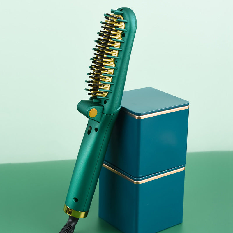 Dual Purpose Negative Ion Electric Hair Straightening Comb - Green, Ceramic Glaze, 390x144x45mm