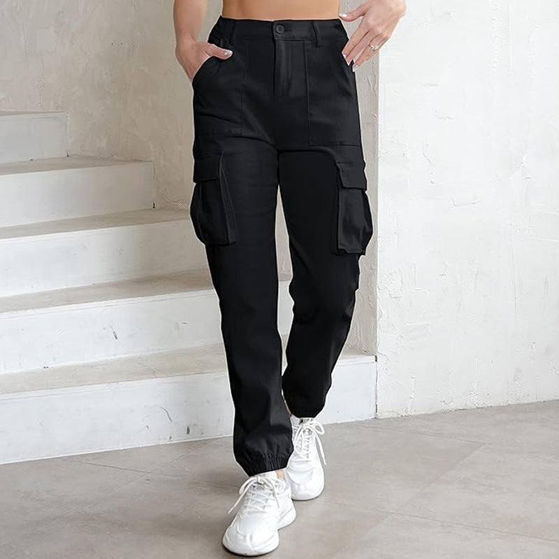 European & American Style Women's High Waist Casual Jogging Overalls