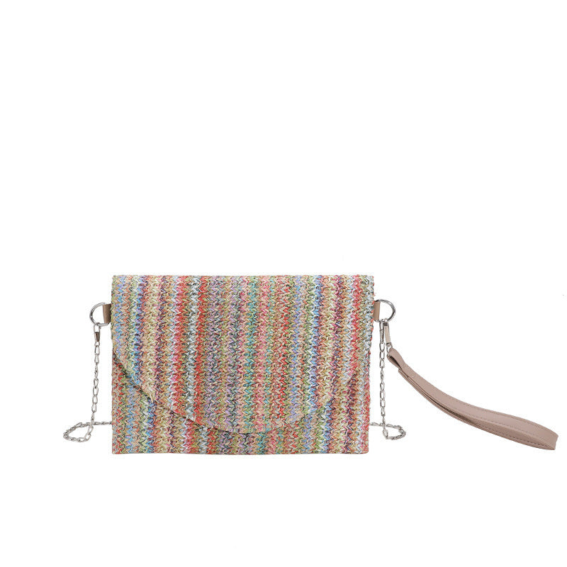 Sac à bandoulière tissé en PU de style ethnique décontracté pour femme