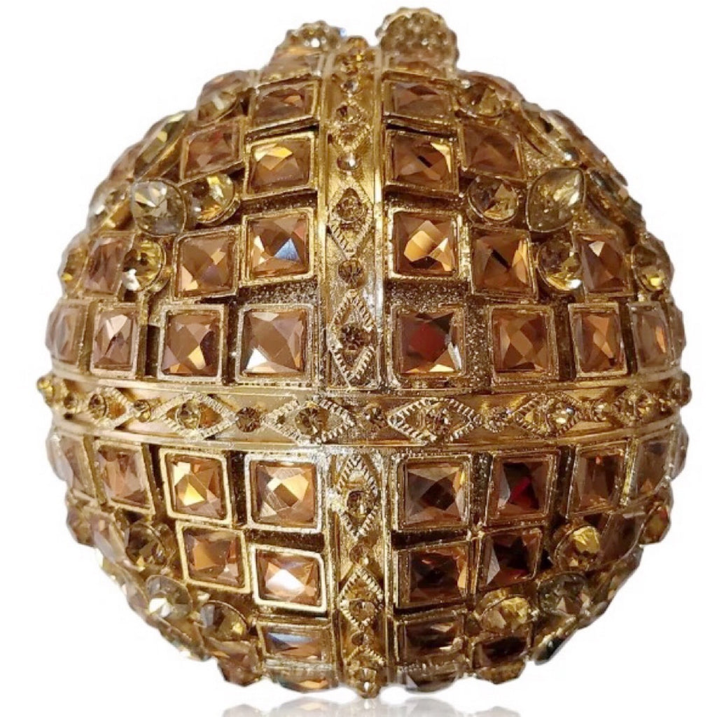 Multicolored Glass Rhinestone Round Ball Clutch Bag with Empty Diamond 10.5cm