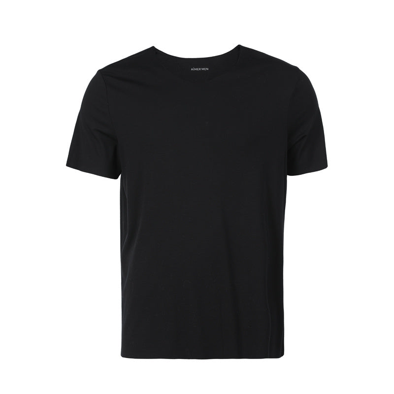 Men's Casual Modal Solid Color Short Sleeve Shirt