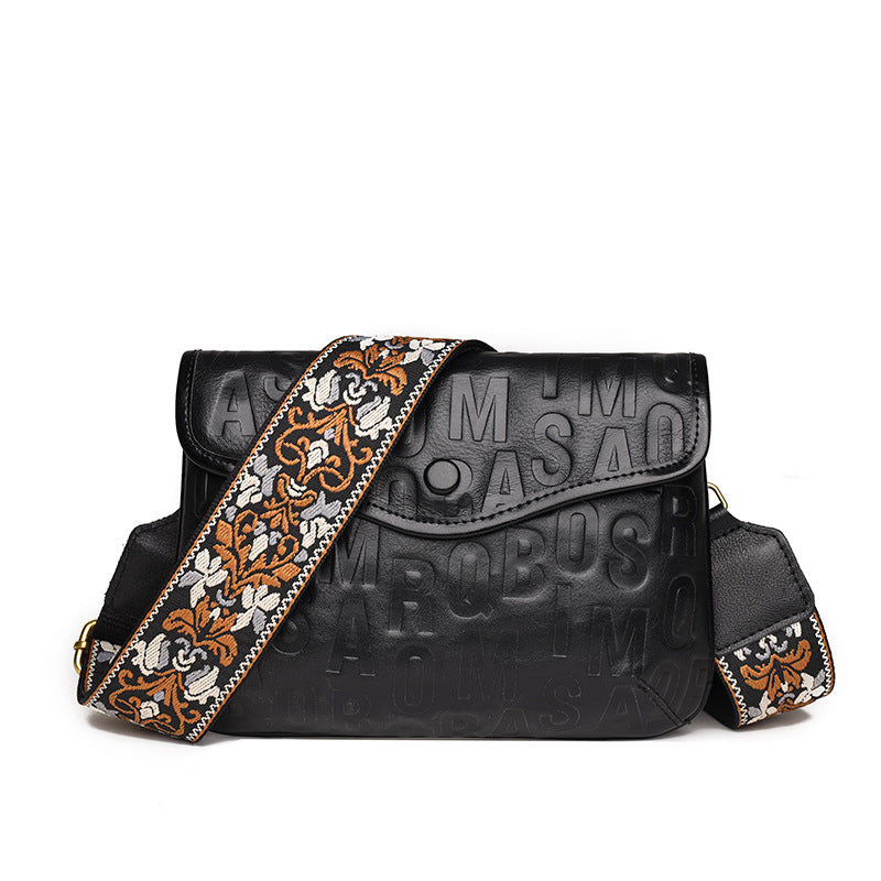 Autumn Winter Retro Genuine Leather Crossbody Bag 25cm