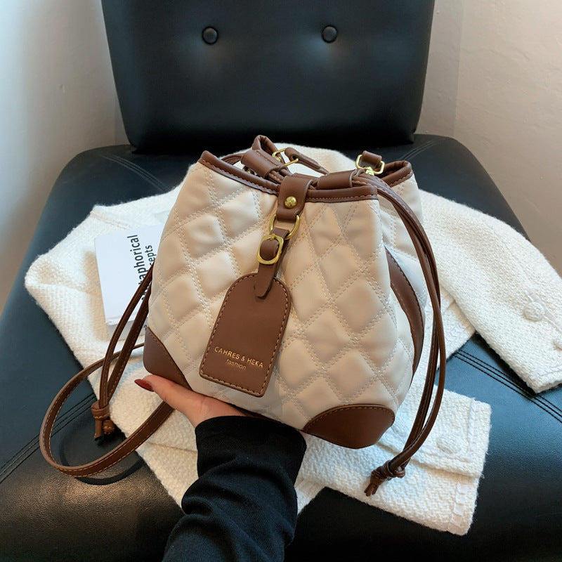 Fashion Rhombus Handbags One-shoulder Bucket Bag