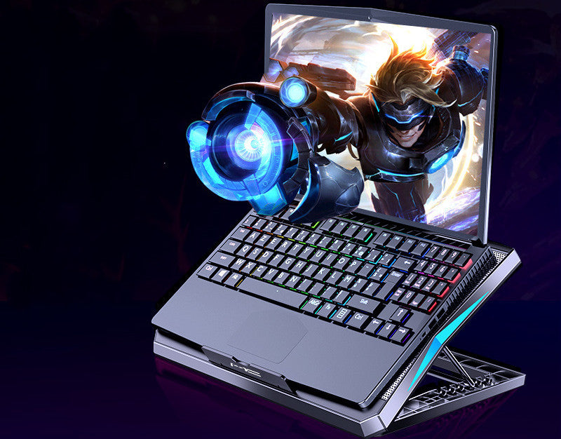 Foldable Laptop Cooling Base with Metal Radiator and Dual USB