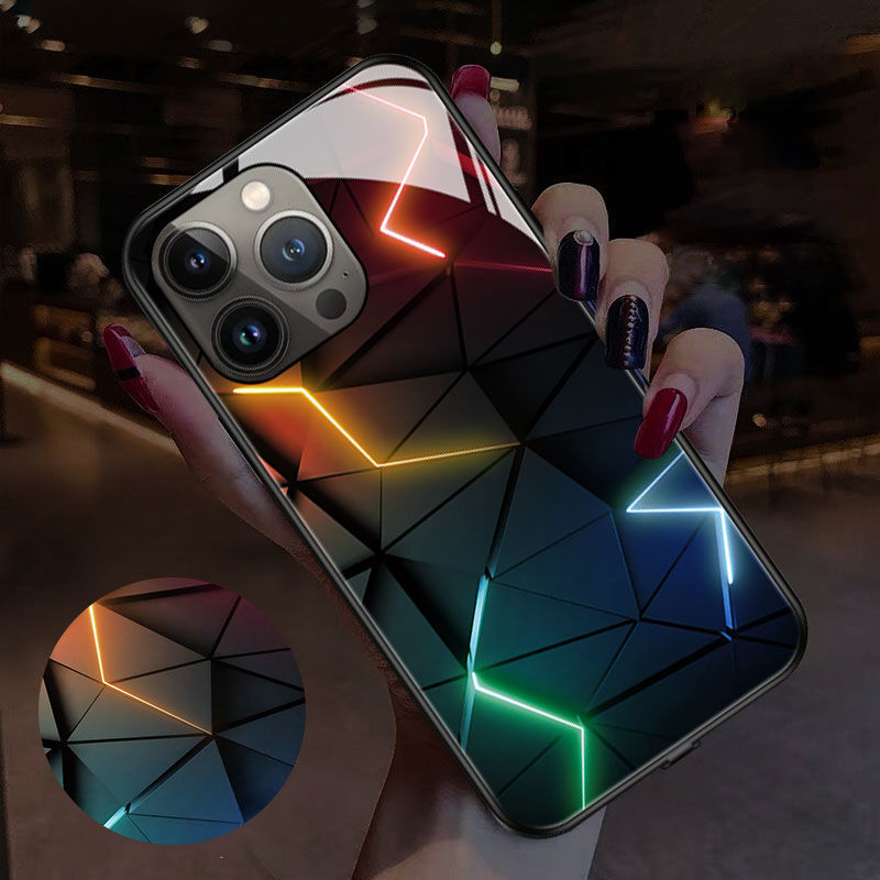 Smart Luminous TPU + Tempered Glass iPhone Case - Protective Dustproof Cover