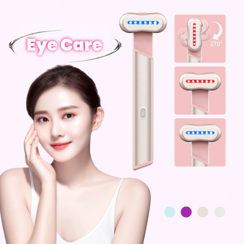 4-Color Electric Eye Massager with Red & Blue Light, Warmth & Vibration Therapy