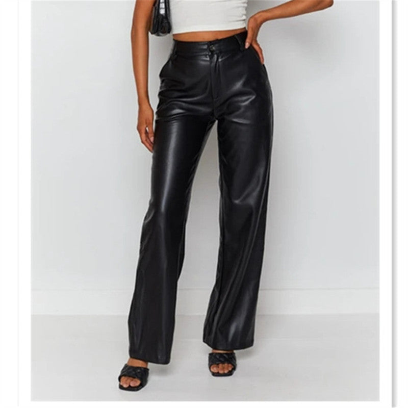 Leggings en cuir PU haute élasticité pour femmes