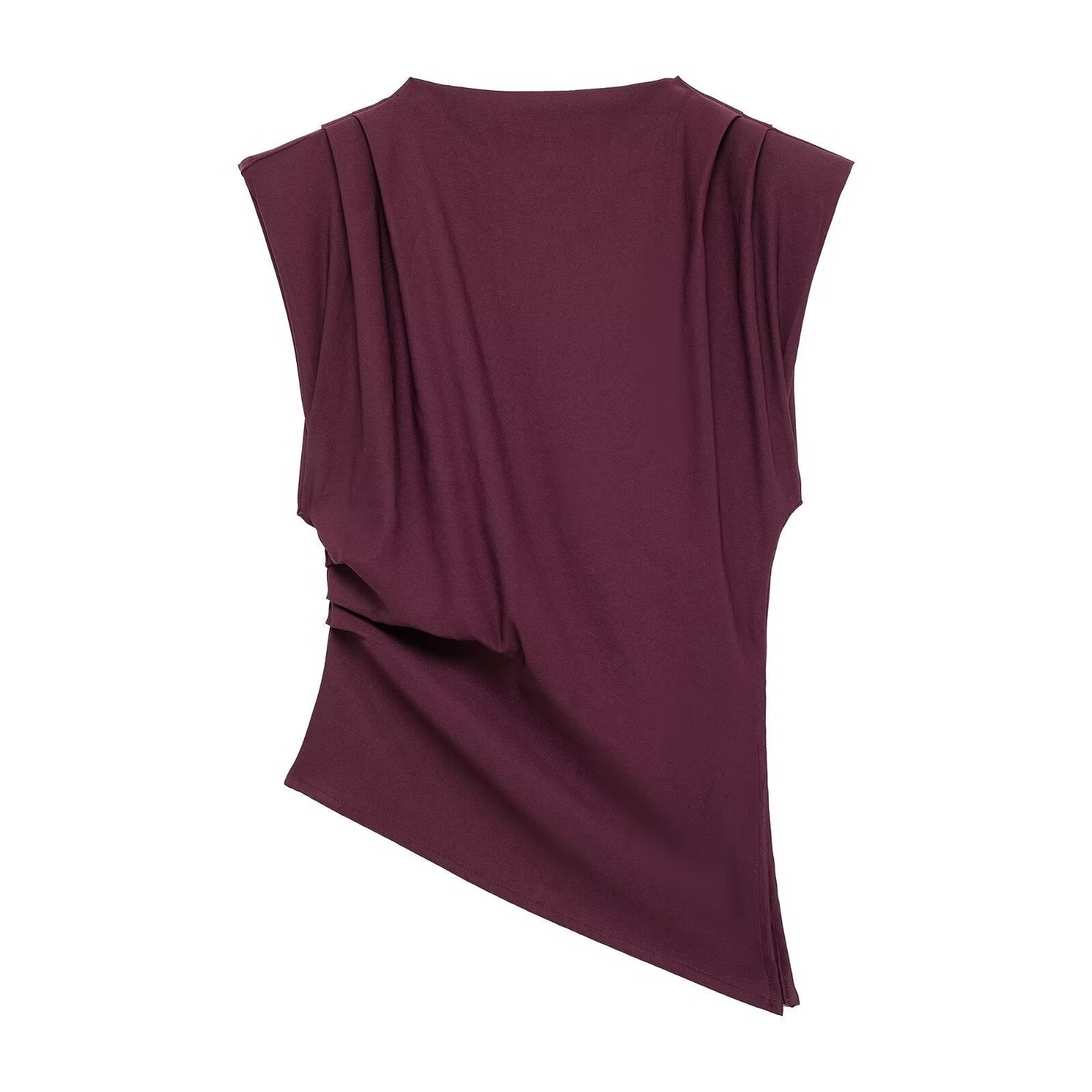 Pleated Padded Shoulder Slim Fit Top