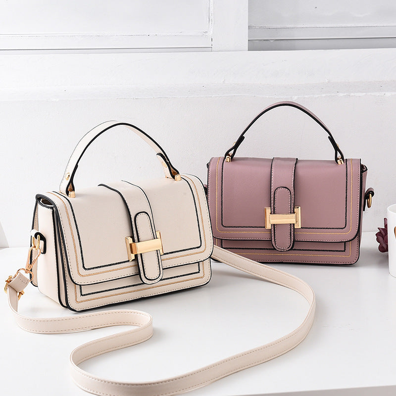 Sac bandoulière en cuir véritable petit format carré pour femme